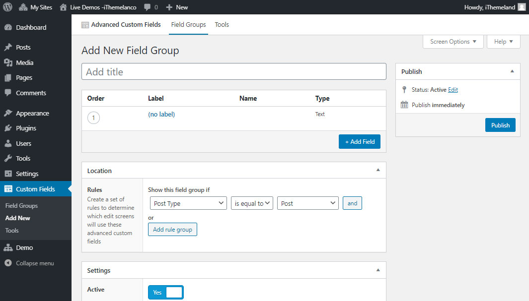 add field group in ACF add field group in ACF