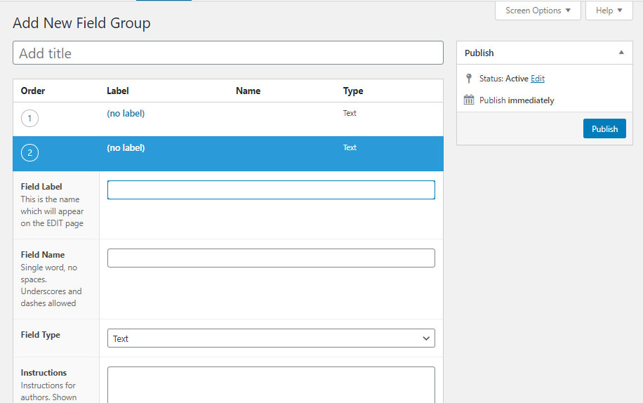 field setting in ACF field setting in ACF