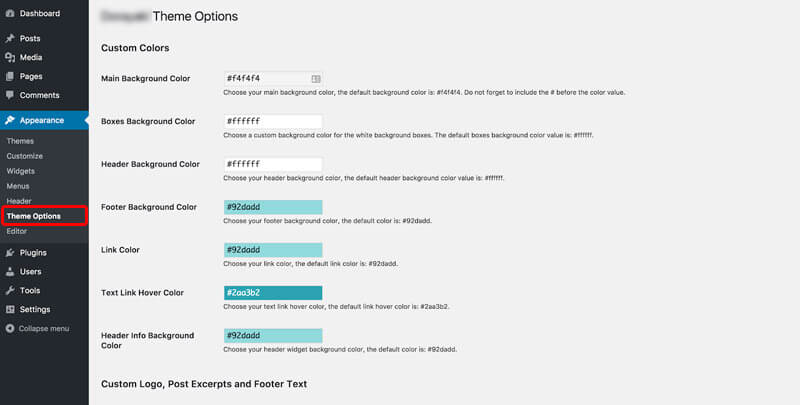Advanced theme options