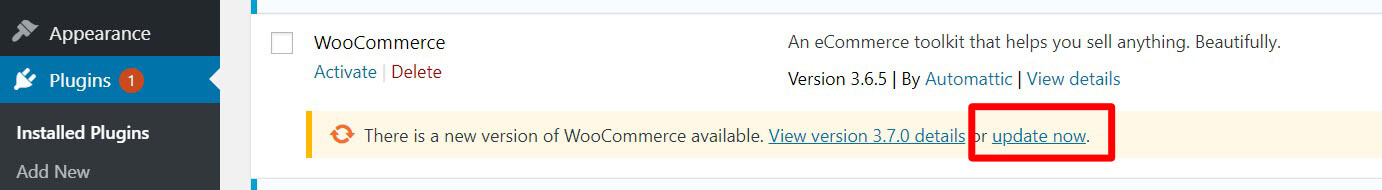 Update WordPress plugin from installed plugins menu