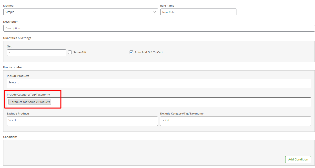 Offer free samples as gift rule