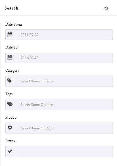 filter form purchased product sale report