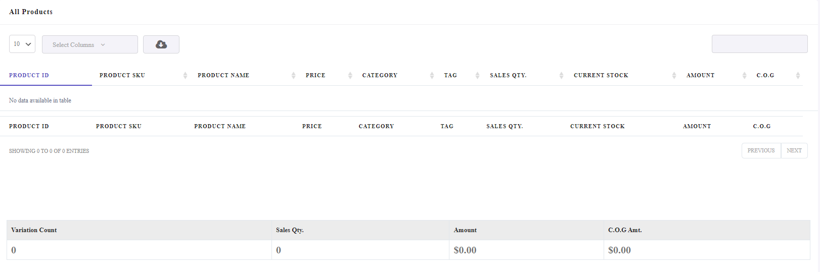 result filter form in all products report
