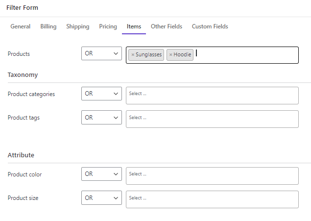 filter sunglasses or hoodie products in WooCommerce