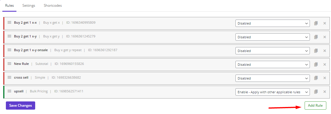 select add rule button in rules tab free gift plugin