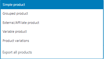 set export products type in configurations page