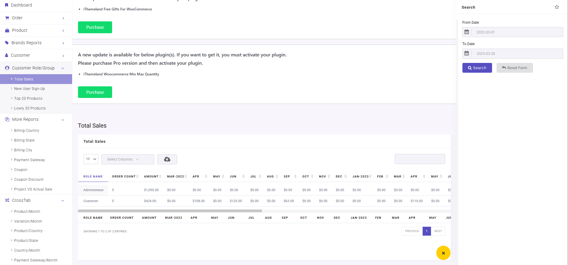Segment customer in woo report