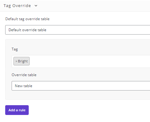 override list products by tag in Tag Override section