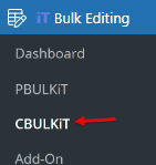 select woo coupons section in iT Bulk Editing menu