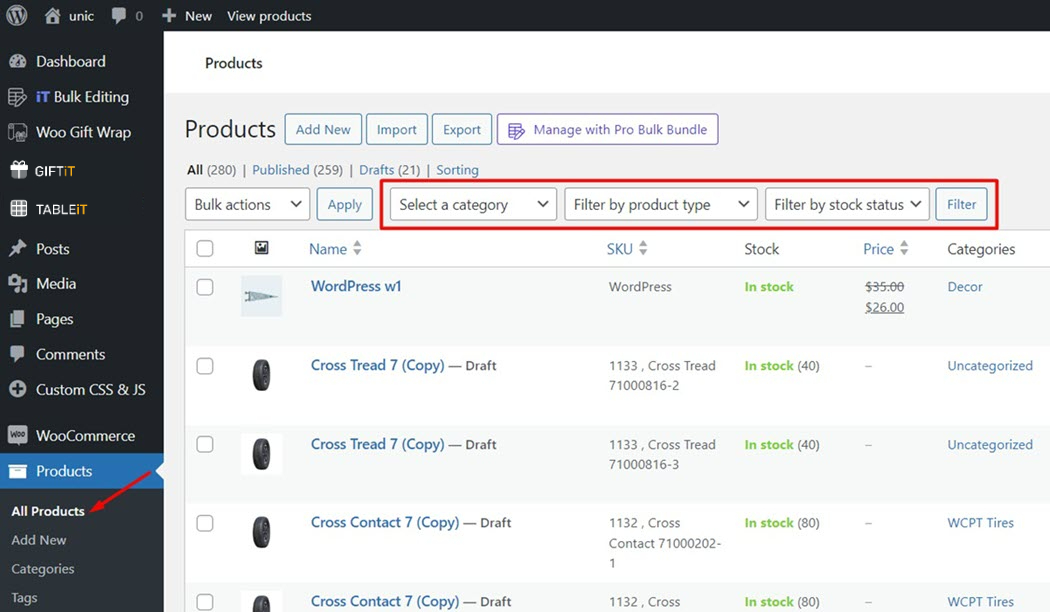 Filter desired products in WooCommerce default