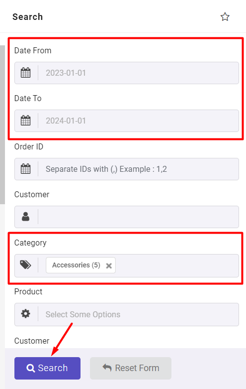 Set category for filter WooCommerce sales report by a specific country
