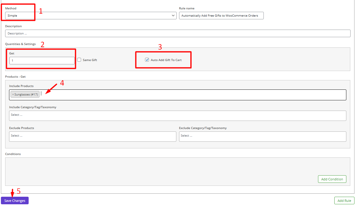 Create a simple method gift rule