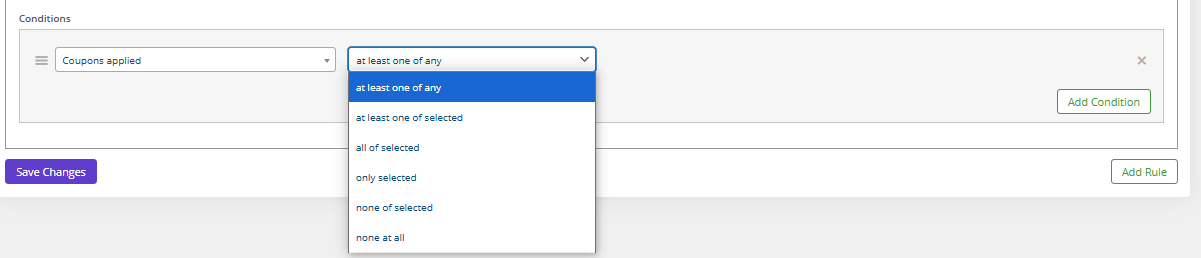 Select condition options