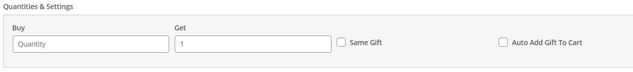Quantites and setting section