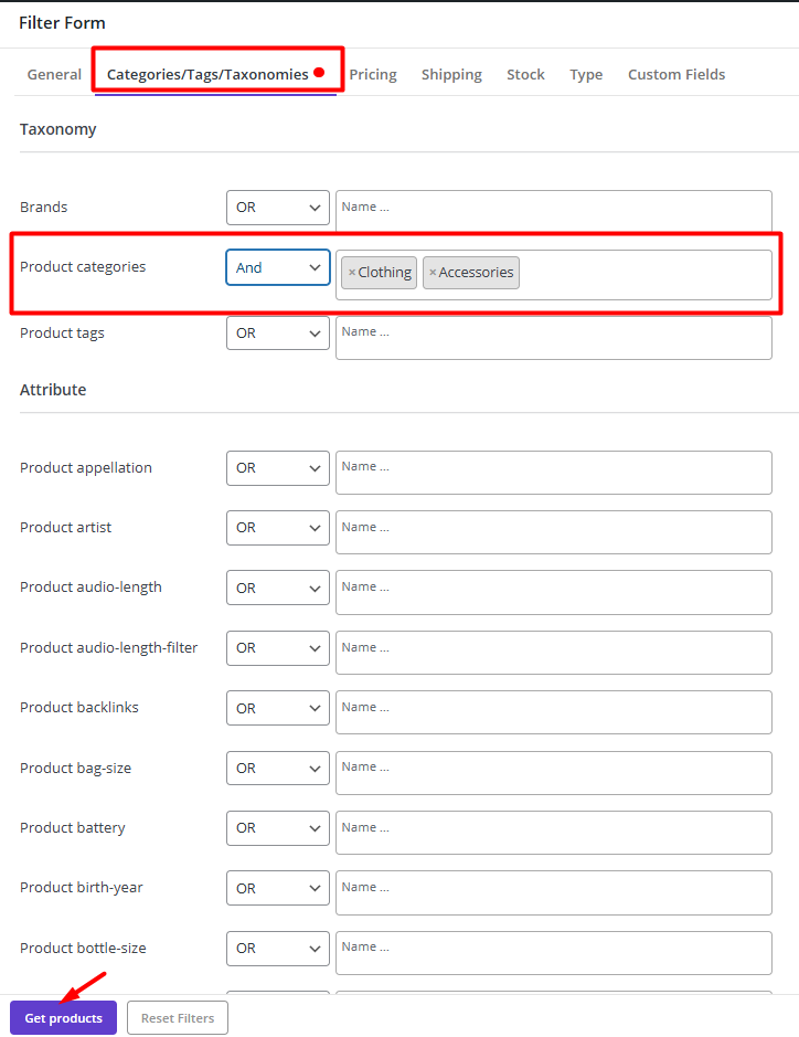 Filter by category in woo products bulk edit