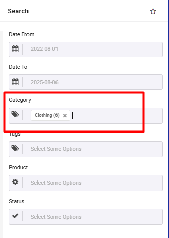 Select category in filter