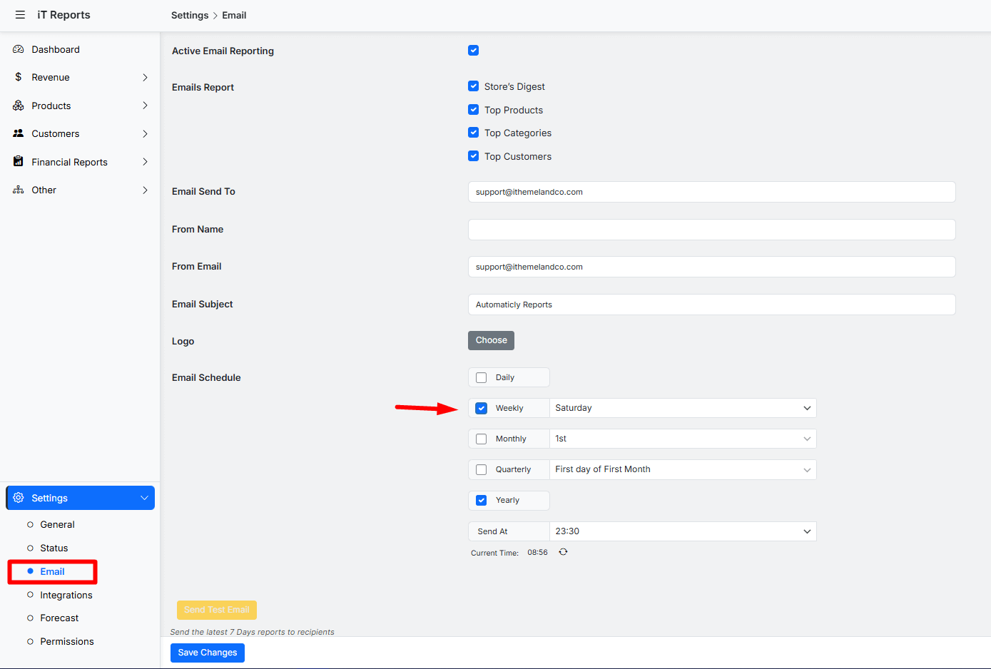 Schedule sales report email