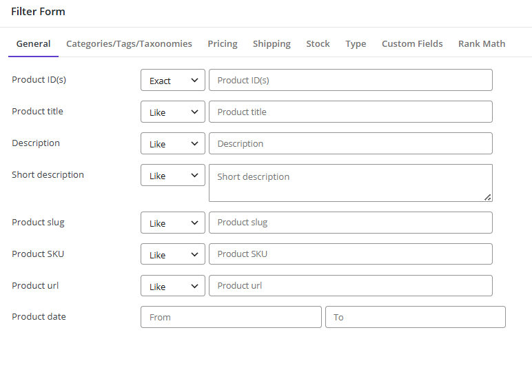 PBULKiT filter form