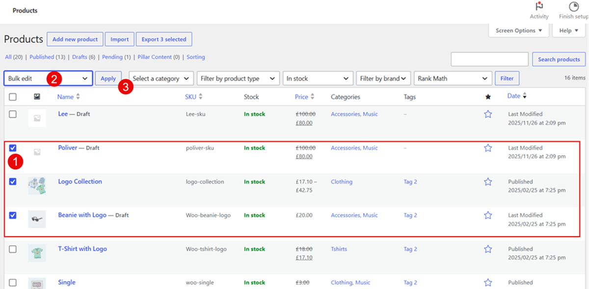 WooCommerce basic bulk editor