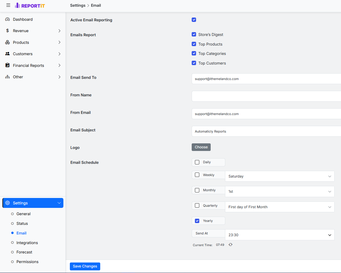 Schedule email reports