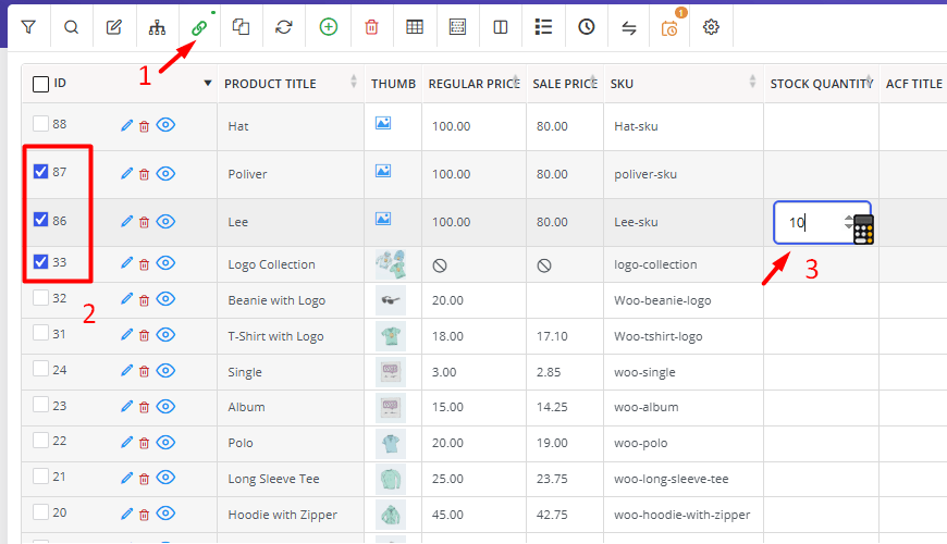 Bind edit multiple products price