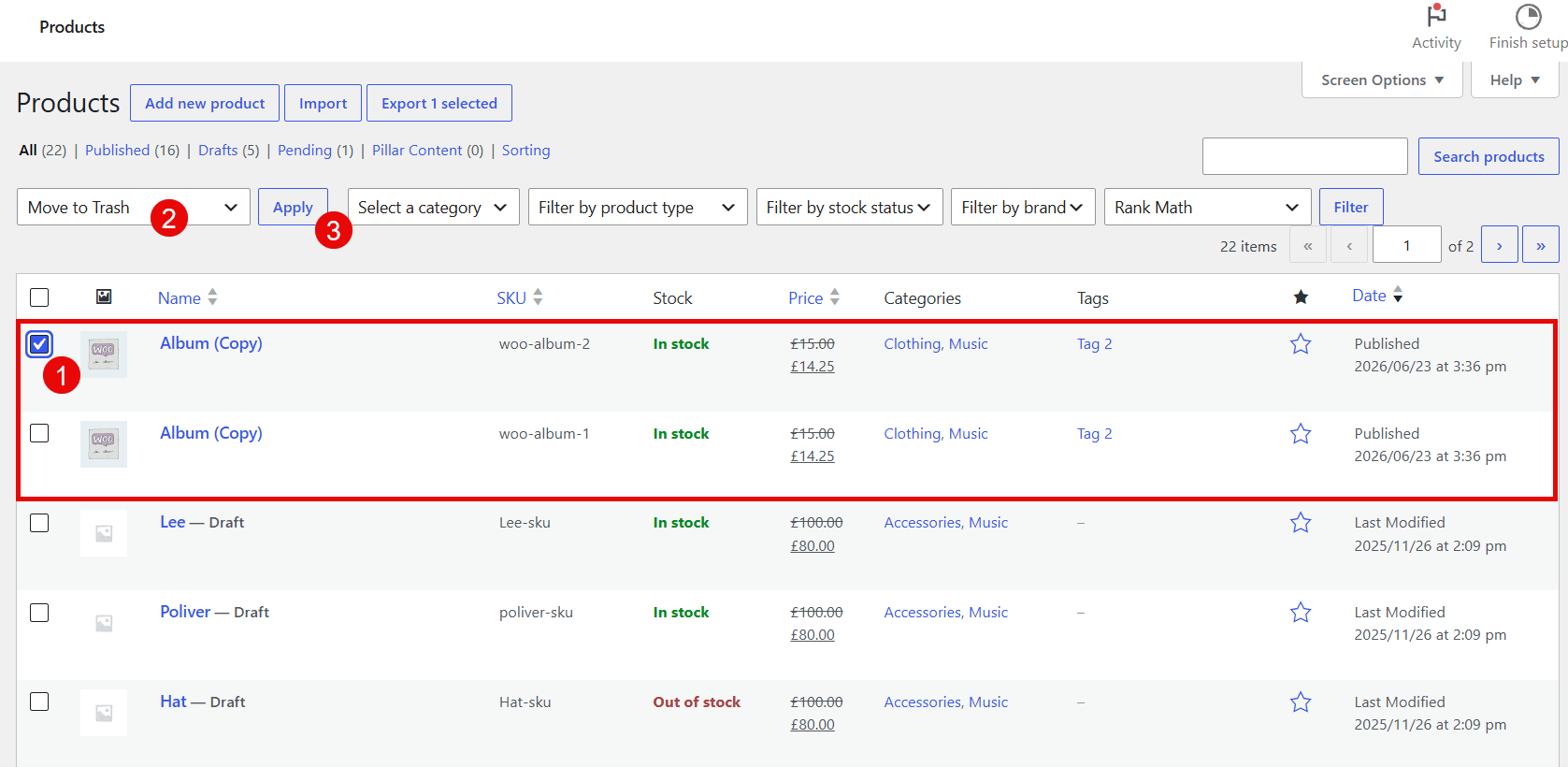 Delete duplicate products in WooCommerce