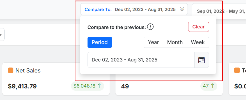 Compare date in report popup