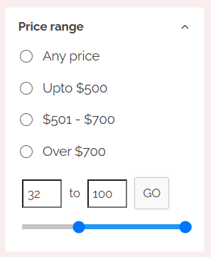 Filter price in table
