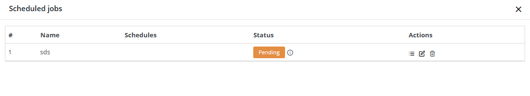 List of scheduled jobs with status