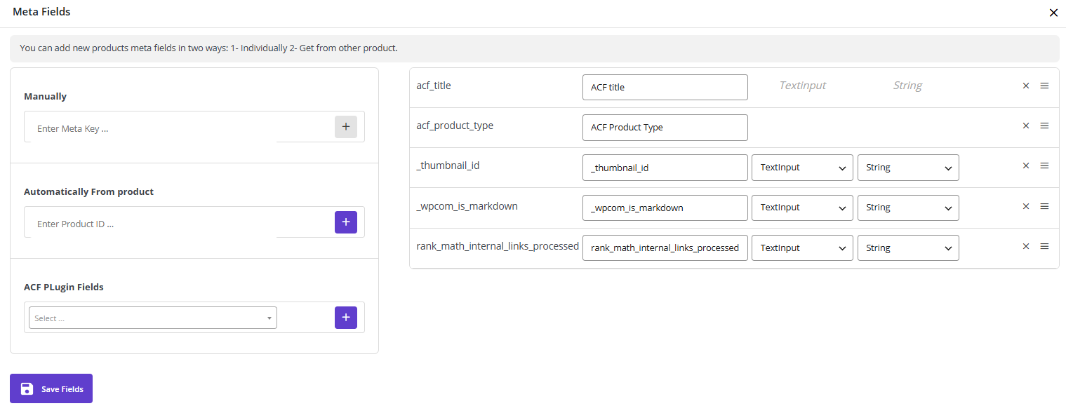Bulk edit product meta fields
