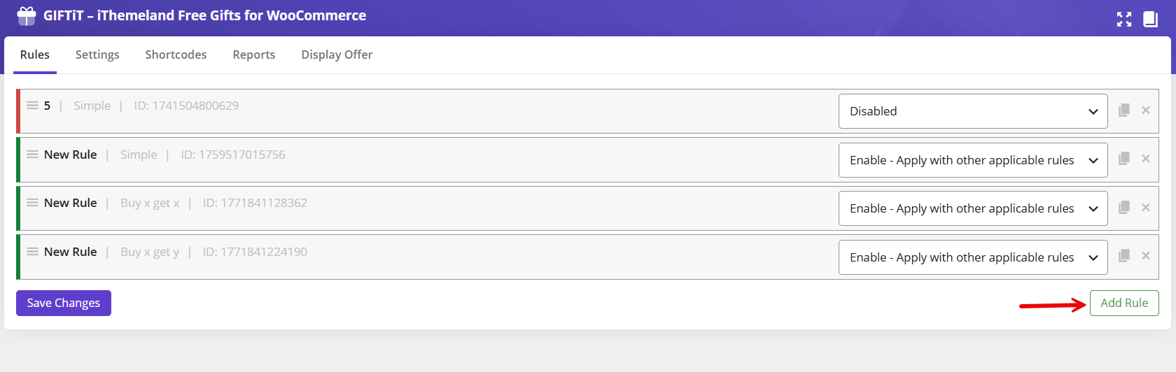 GIFTiT rules page for creating a WooCommerce VIP customer gift
