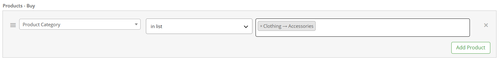 Select Accessories as the qualifying WooCommerce product category