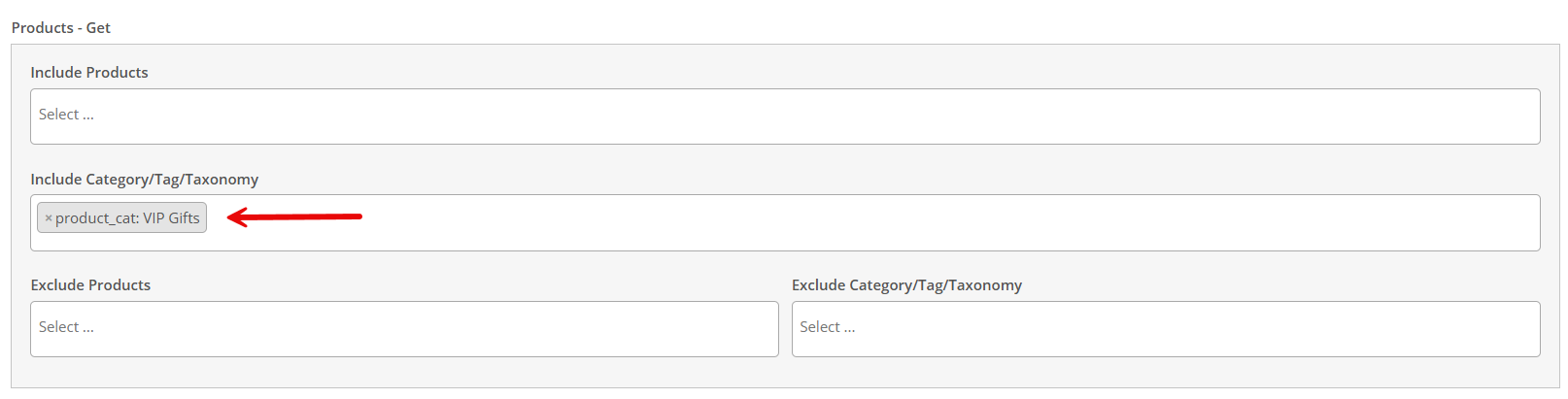 Select VIP gift products in GIFTiT for high spending WooCommerce customers