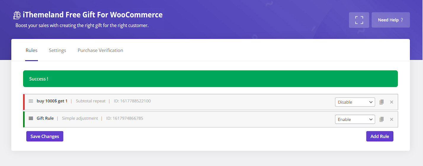 add new rules in Woocommerce product gift plugin
