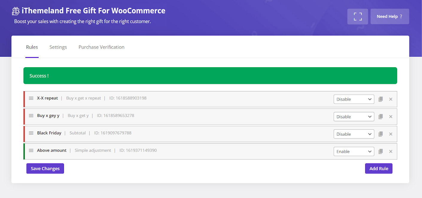 manage gifting rules in WooCommerce product gift plugin