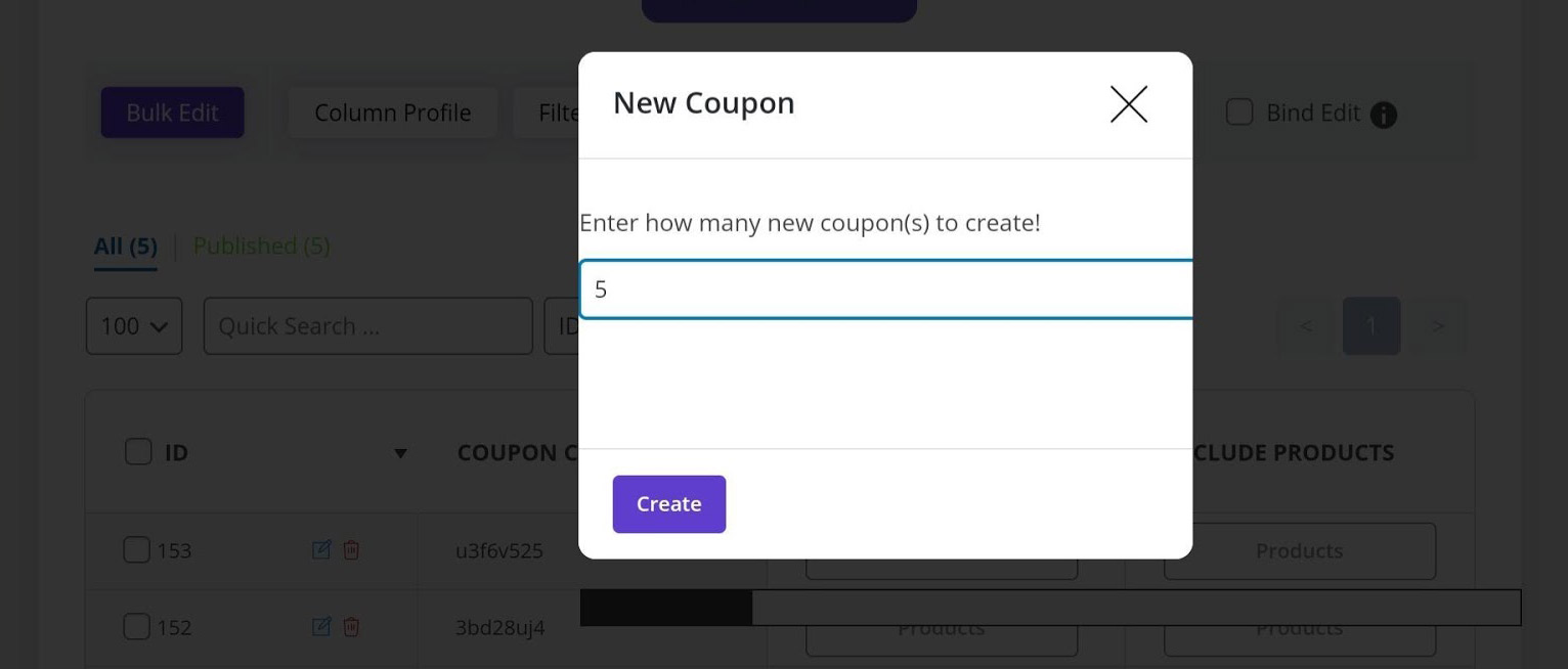 number of new coupons