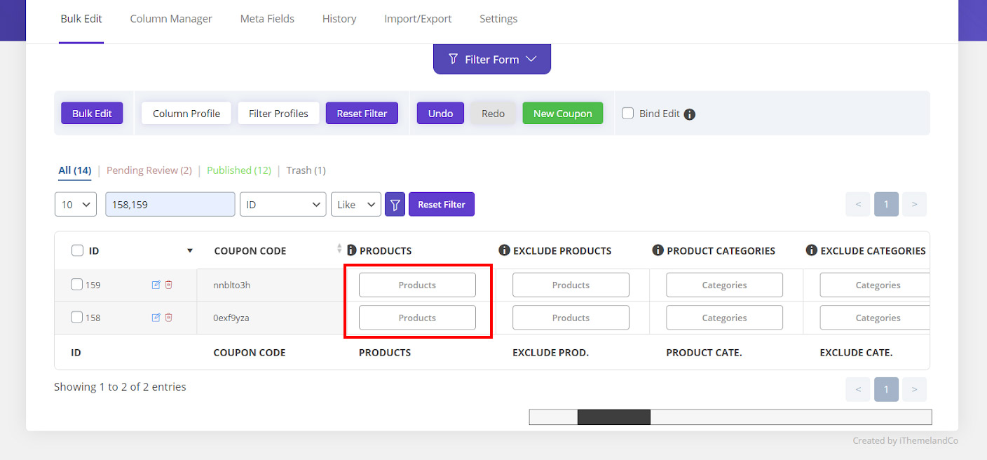 inline edit products in WooCommerce bulk coupons editing plugin