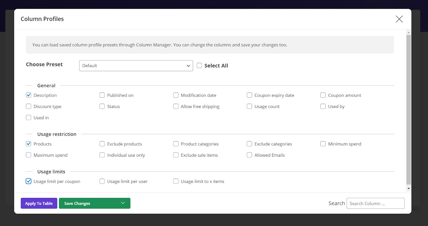 add columns to table in WooCommerce bulk coupons editing plugin