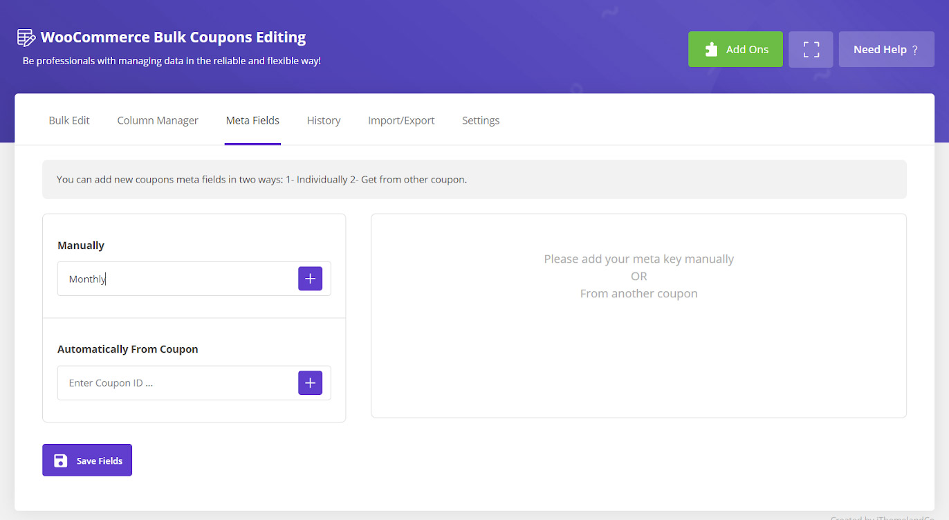 add custom fields in WooCommerce bulk coupon editing plugin