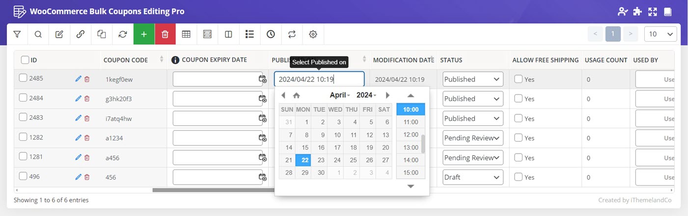 inline edits dates in WooCommerce coupon bulk edit