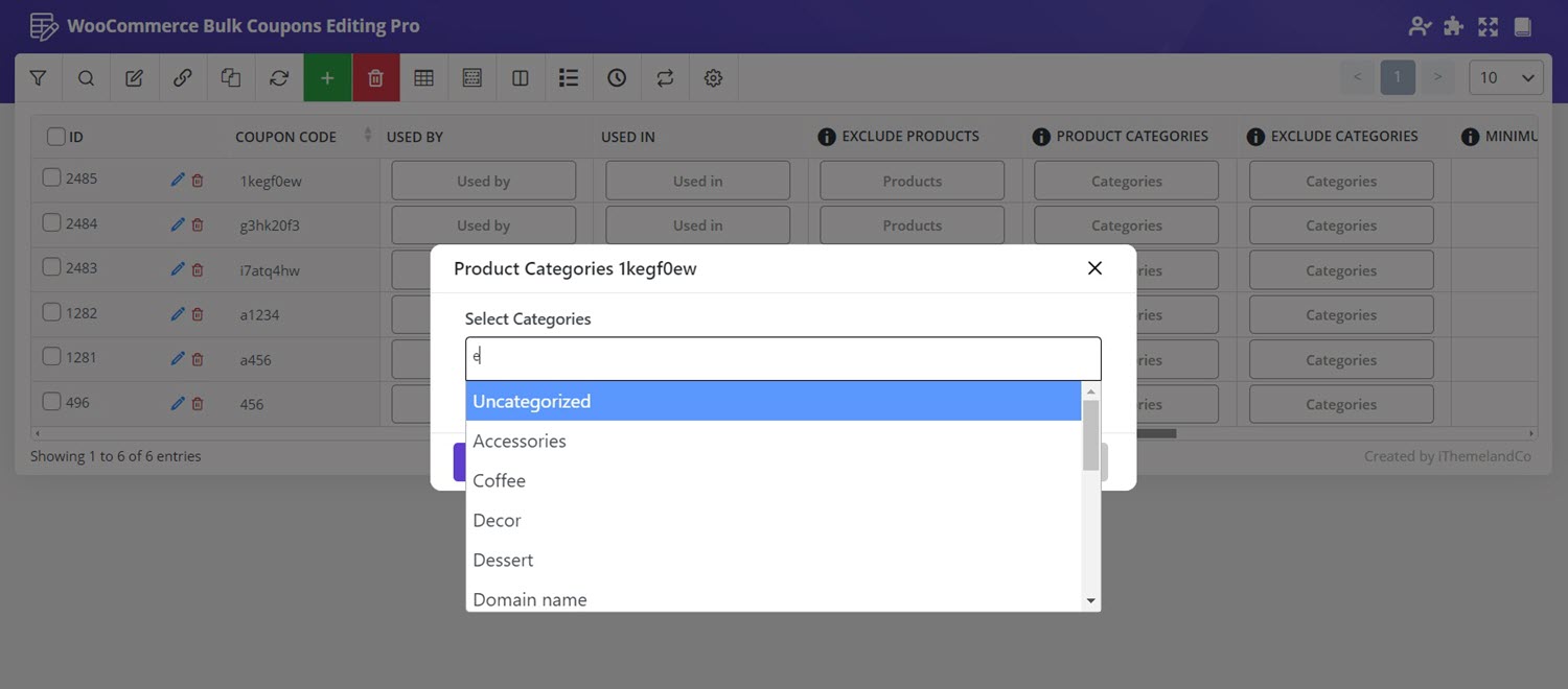 select coupon product categories