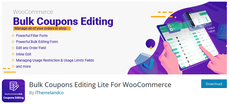download woocommerce bulk coupons editing free version