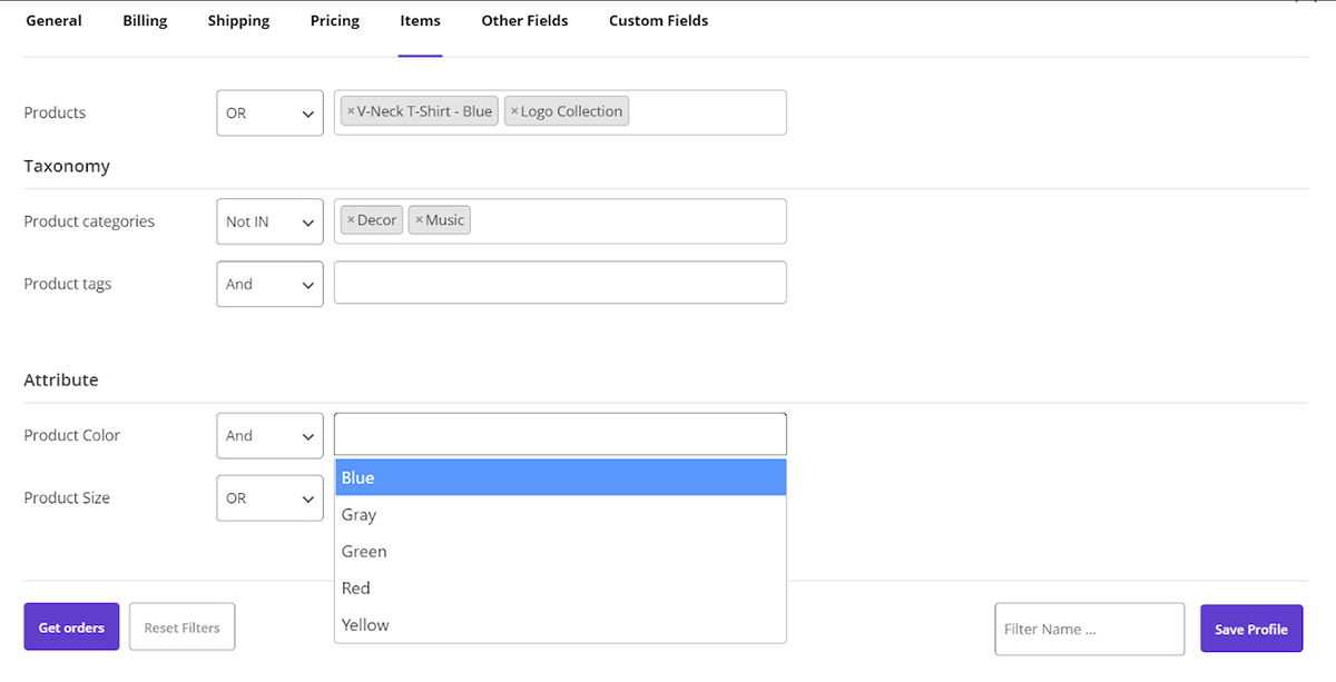 Filter orders by Product Attributes