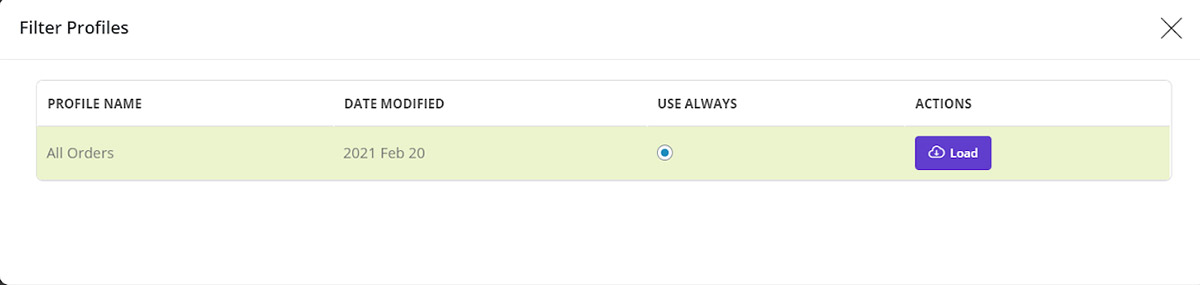 All orders Filter profile is the default profile of our plugin, so you can not delete it