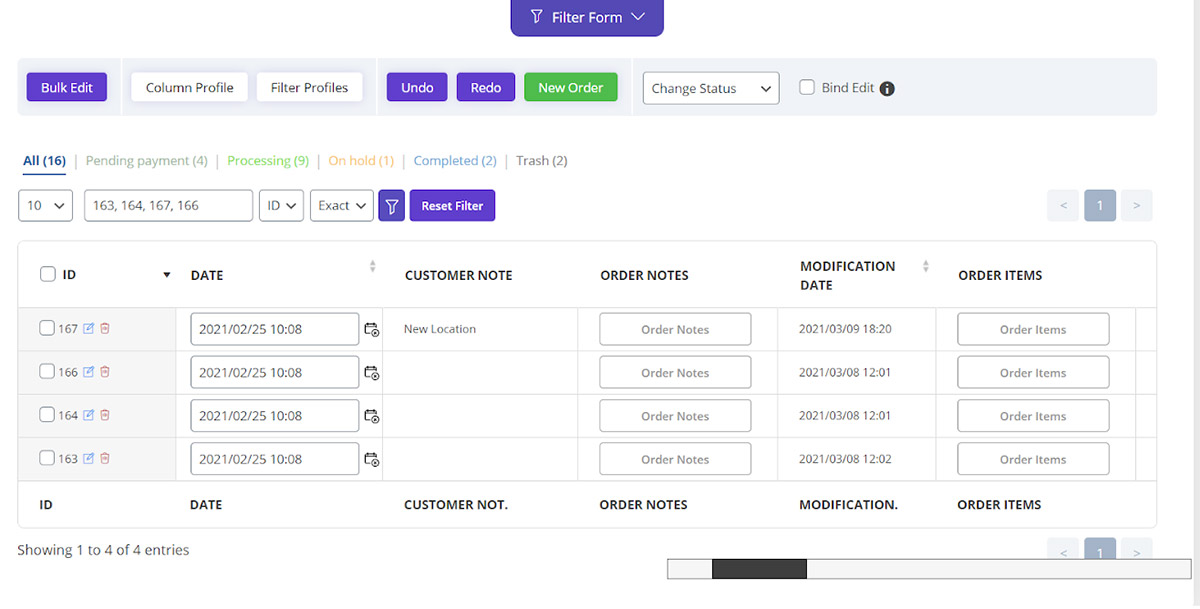 Inline Edit orders by Calendar in WooCommerce bulk orders editing plugin