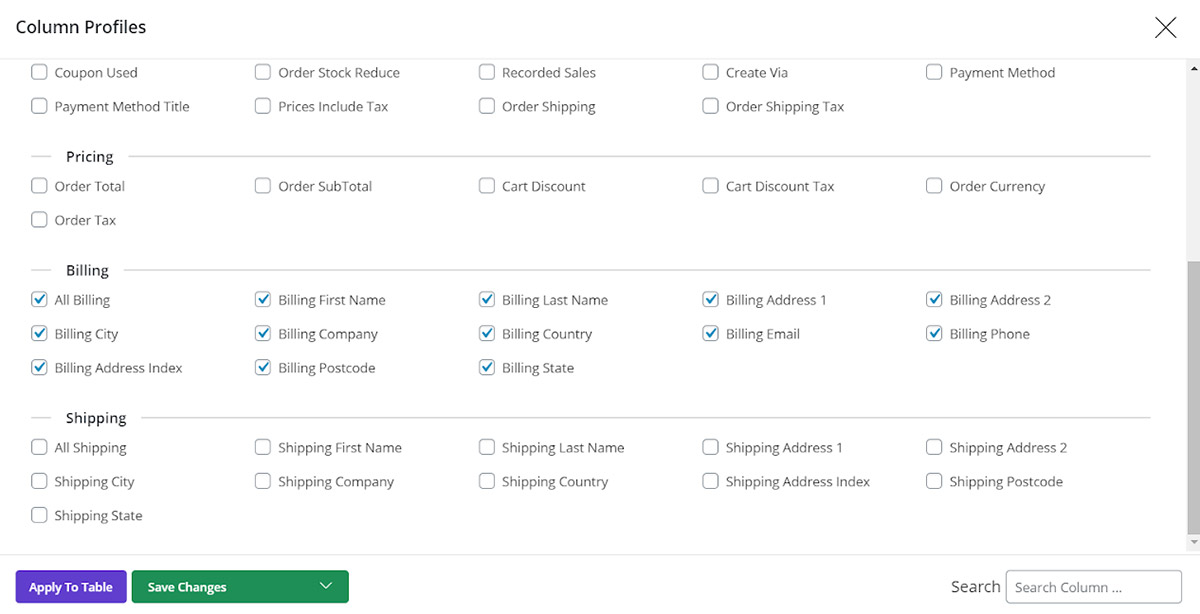 enable Billing Fields in WooCommerce bulk orders editing plugin