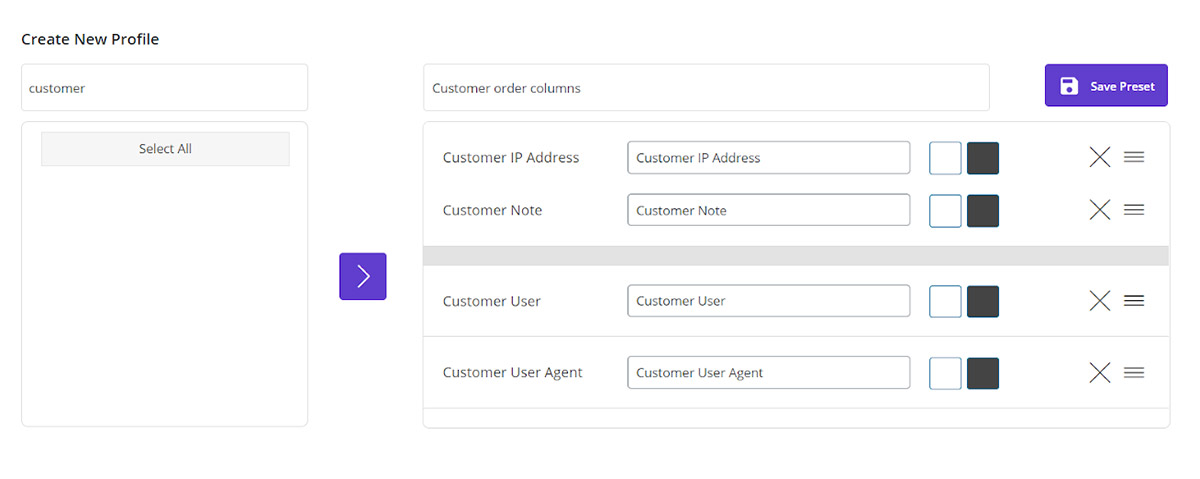 Changing the order of columns in order table via woocommerce bulk orders editing