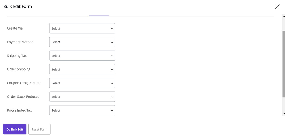 order items fields support in woocommerce bulk orders editing