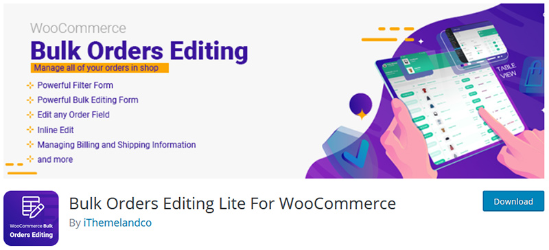 download woocommerce bulk orders editing free version
