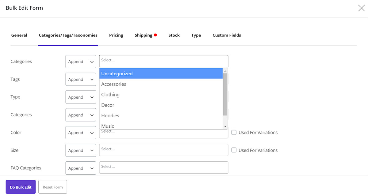 How to bulk edit WooCommerce product categories? - WooCommerce Bulk ...